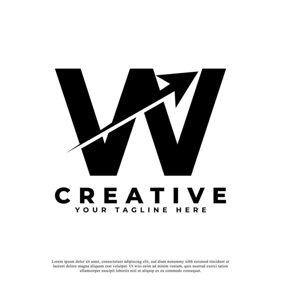 Initial Letter W Artistic Creative Arrow Up Shape Logotype. Usable for Business and Branding Logos. vector