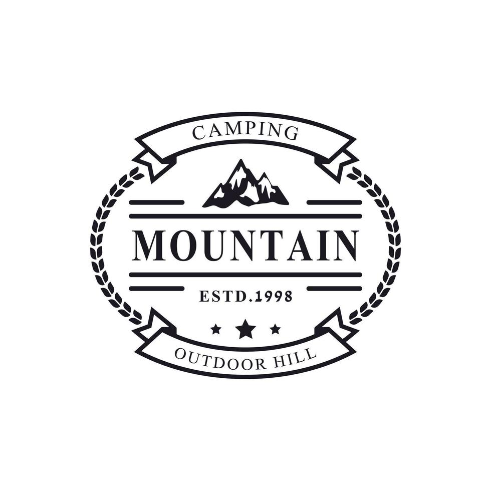 Vintage Retro Badge for Ice Snow Rocky Mountain Symbol. Creek River Mount Peak Hill Nature Logo Emblem vector