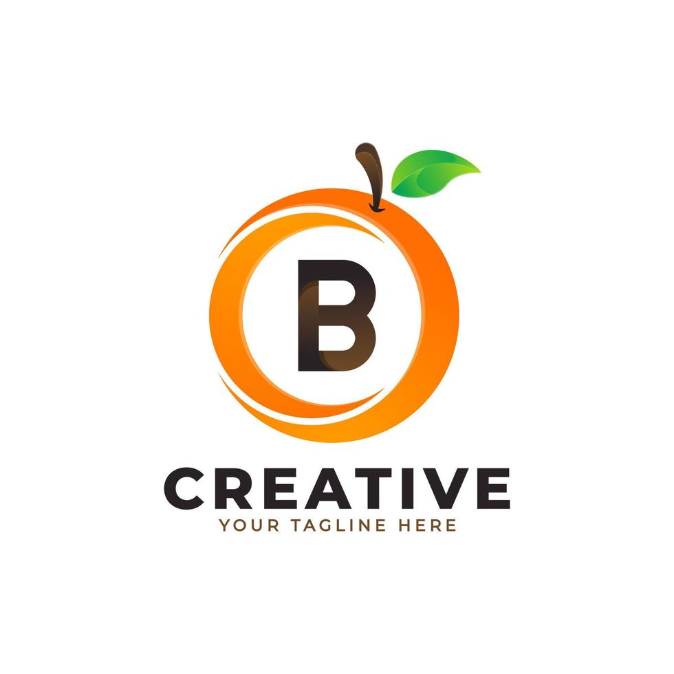 Letter B logo in fresh Orange Fruit with Modern Style. Brand Identity Logos Designs Vector Illustration Template