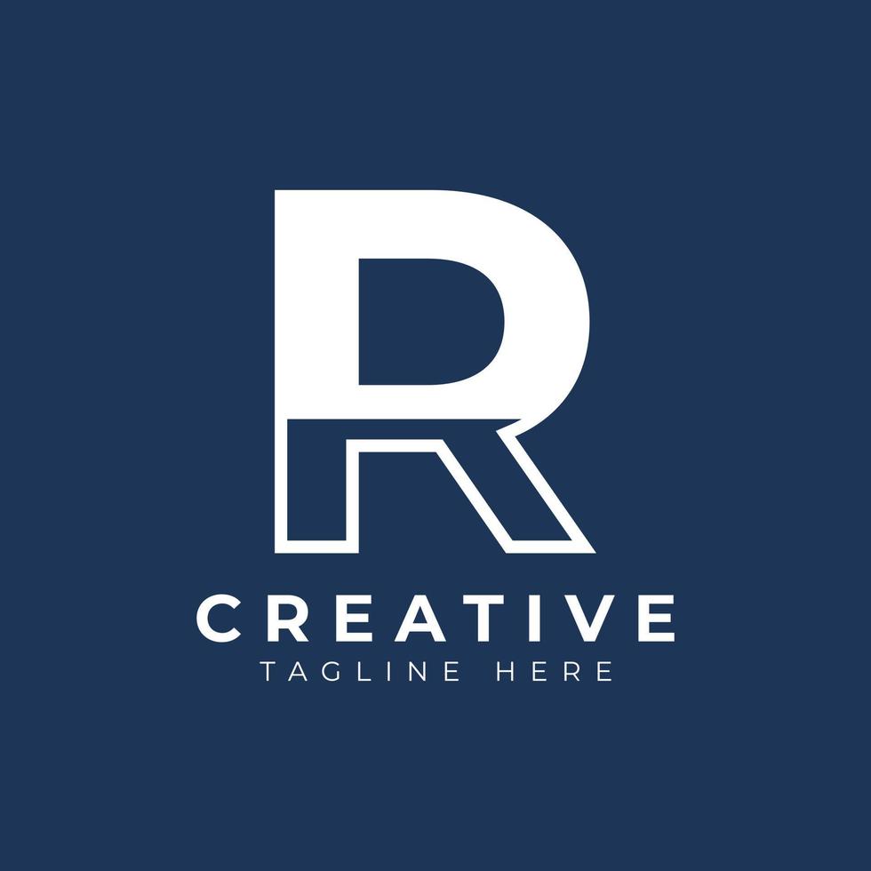 Creative Initial Letter R Logo Design. White Shape Circle Line Style. Usable for Business and Branding Logos. Flat Vector Logo Design Ideas Template Element.