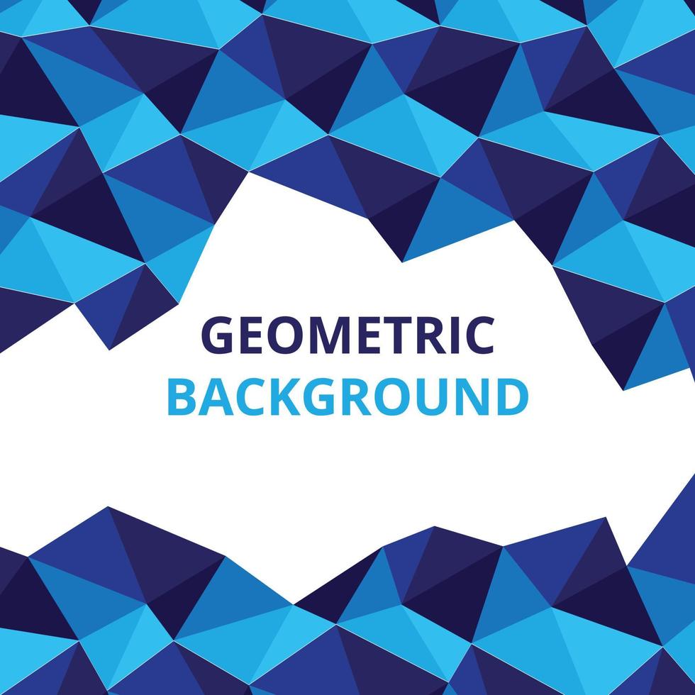 Abstract blue geometric rumpled triangular low poly style vector background.