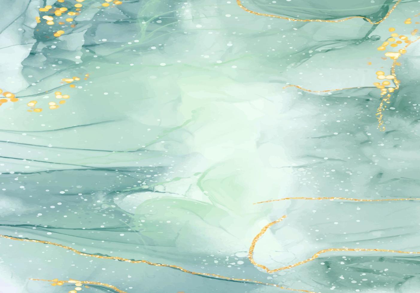 Liquid marble painting background design with gold glitter dust texture. vector