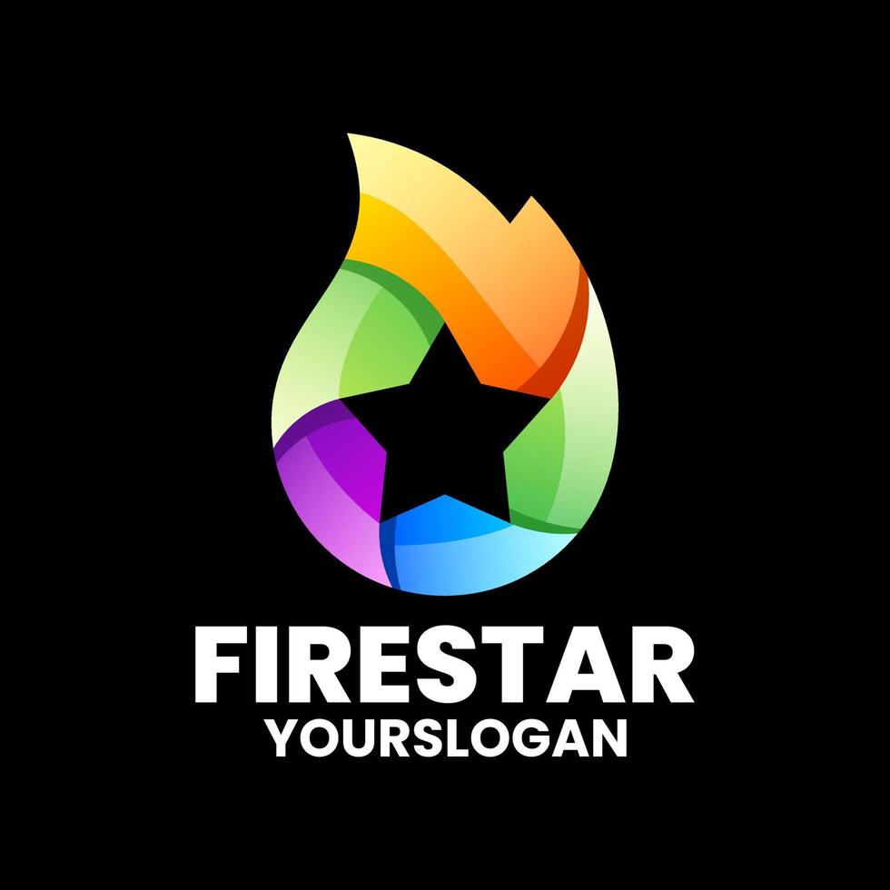 letter fire star colorful logo design vector