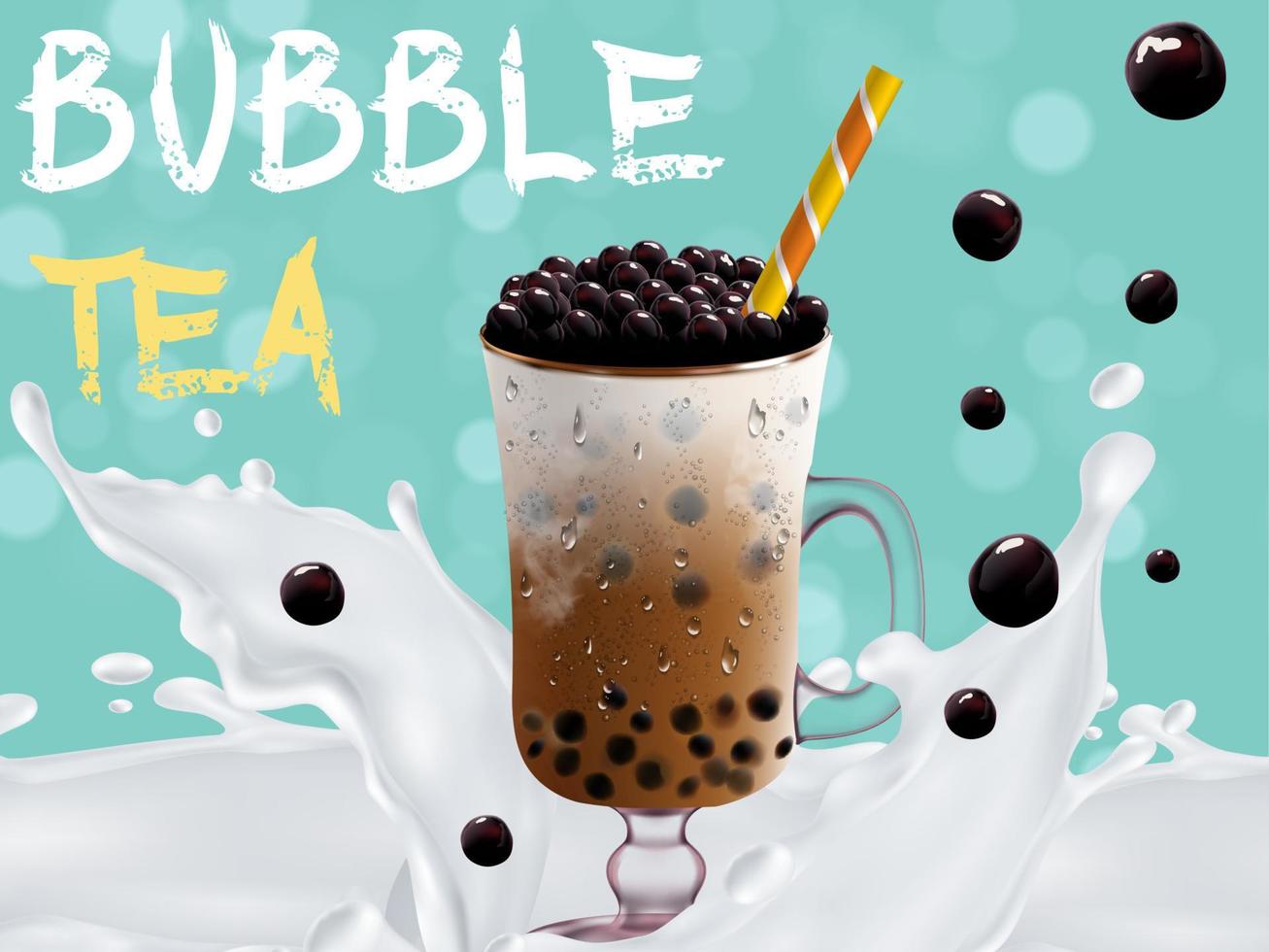 Bubble milk tea, Pearl milk tea , Different sorts of Boba. Yummy drinks. vector