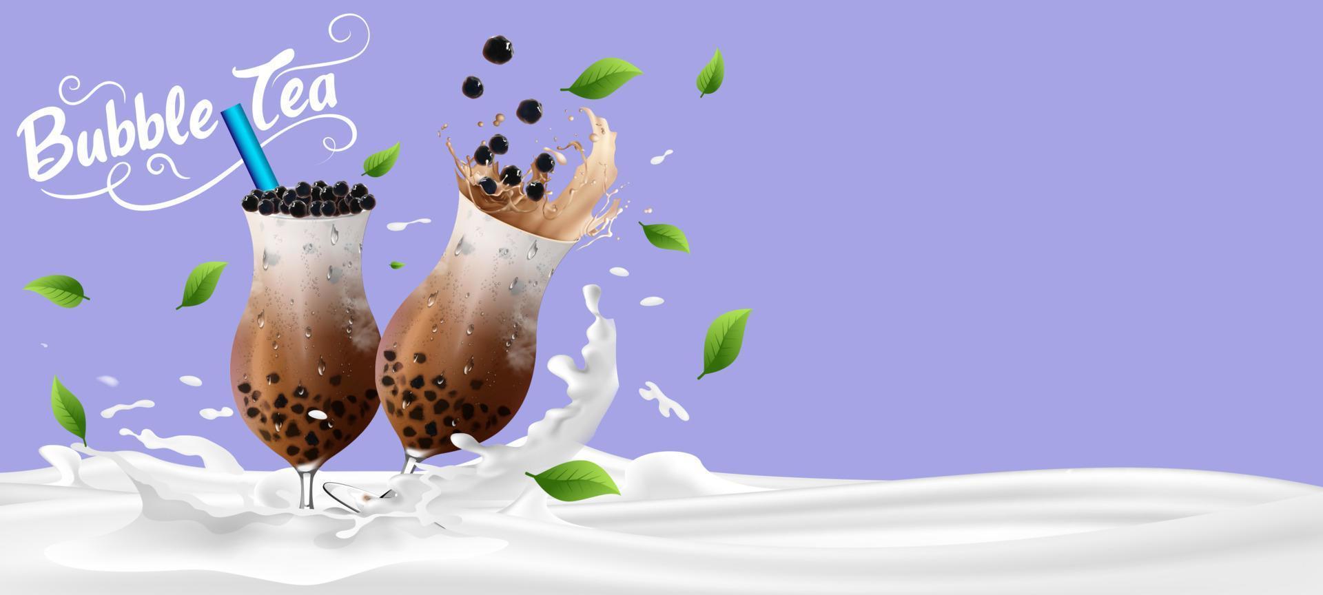 Bubble milk tea, Pearl milk tea , Different sorts of Boba. Yummy drinks. vector