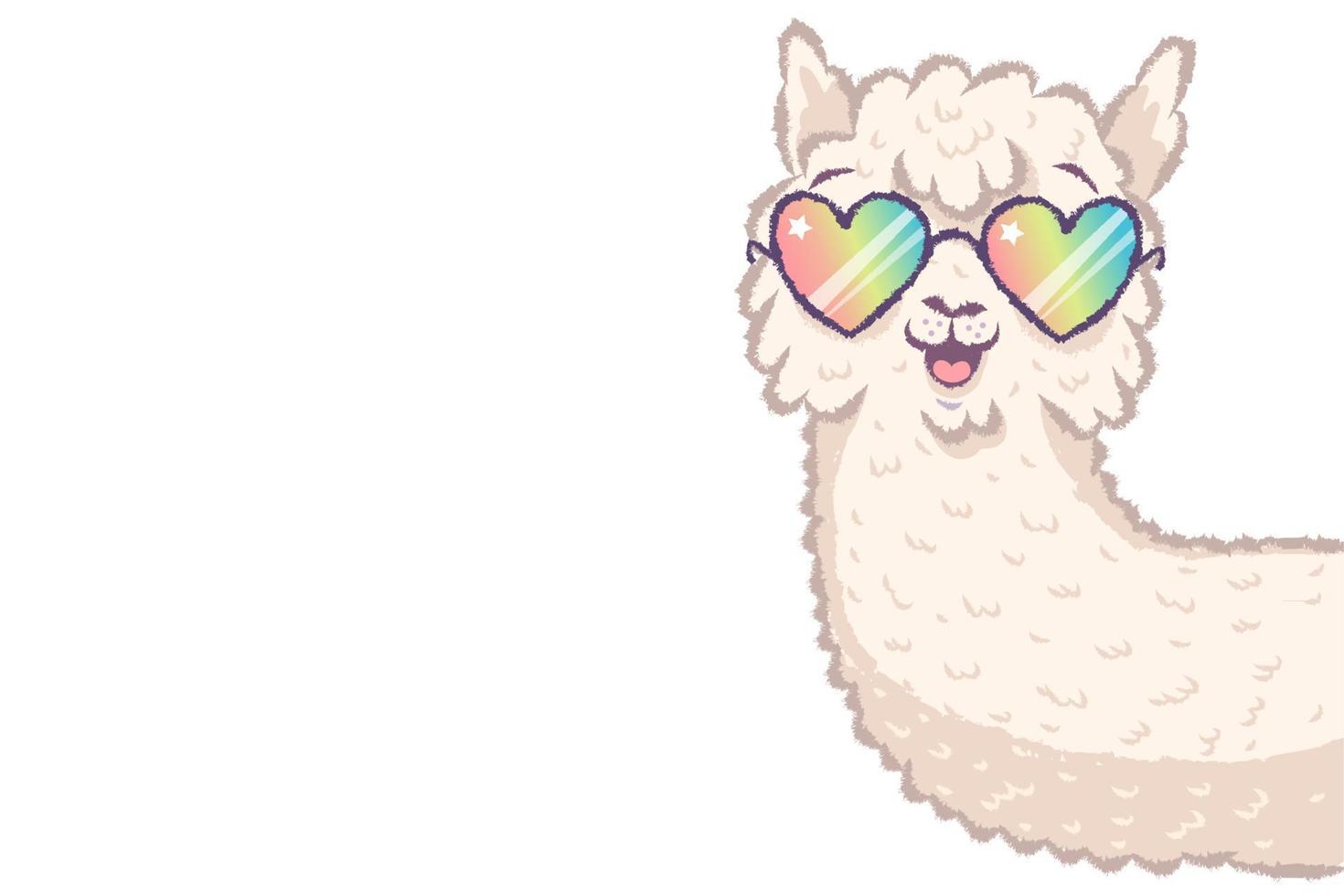 llama con gafas de arcoiris vector