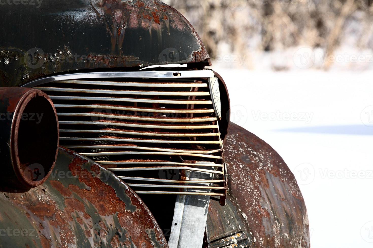 Front end of antique car photo