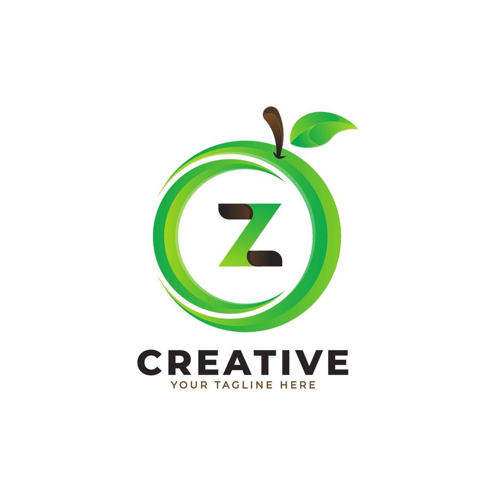 Letter Z logo in fresh Orange Fruit with Modern Style. Brand Identity Logos Designs Vector Illustration Template