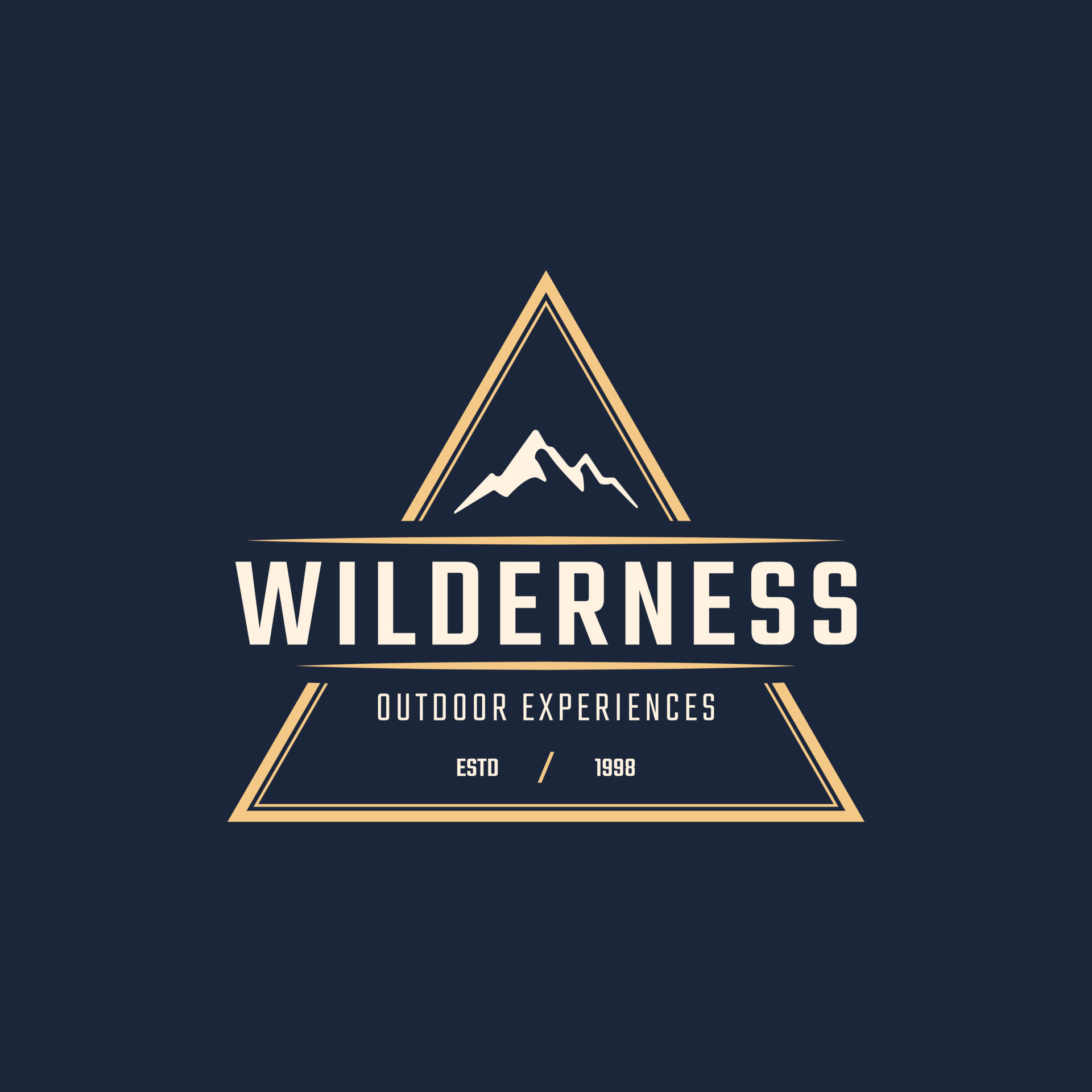 Vintage Emblem Badge Wilderness Mountain Adventure Logo with Bonfire ...