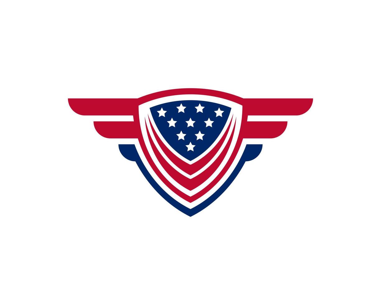 Emblem American Veteran Flag Emblem Wings with Shield Patriotic Logo Design Template Element vector