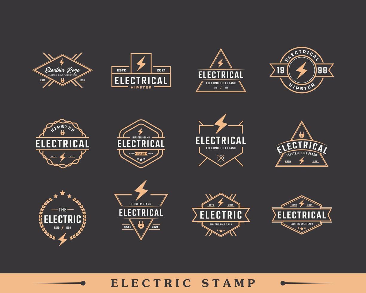 conjunto de insignia de etiqueta rústica retro vintage hipster para inspiración de diseño de logotipo de sello de tormenta de flash de perno eléctrico vector