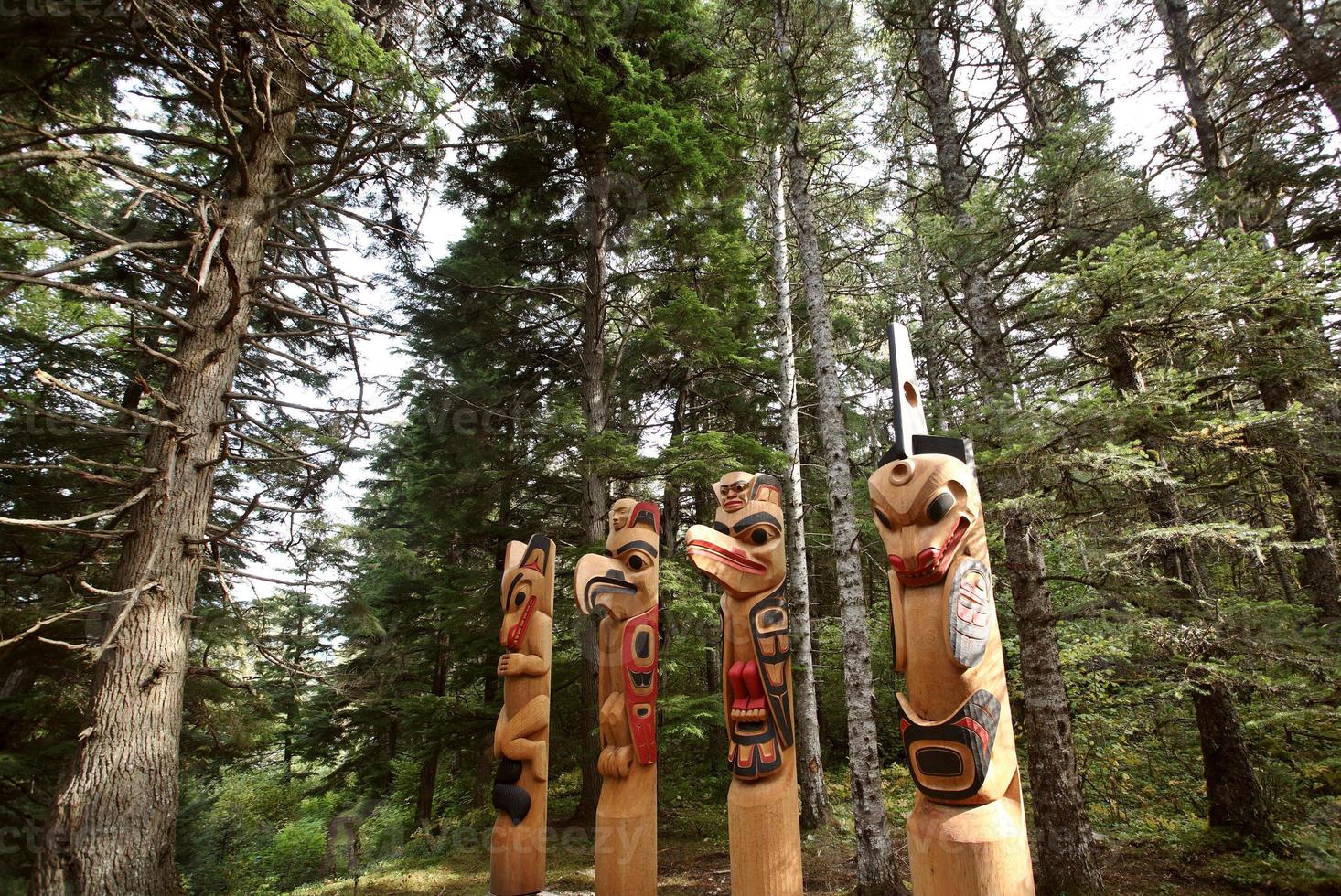 Totem poles  at Kitsumkalum Provincial Park photo