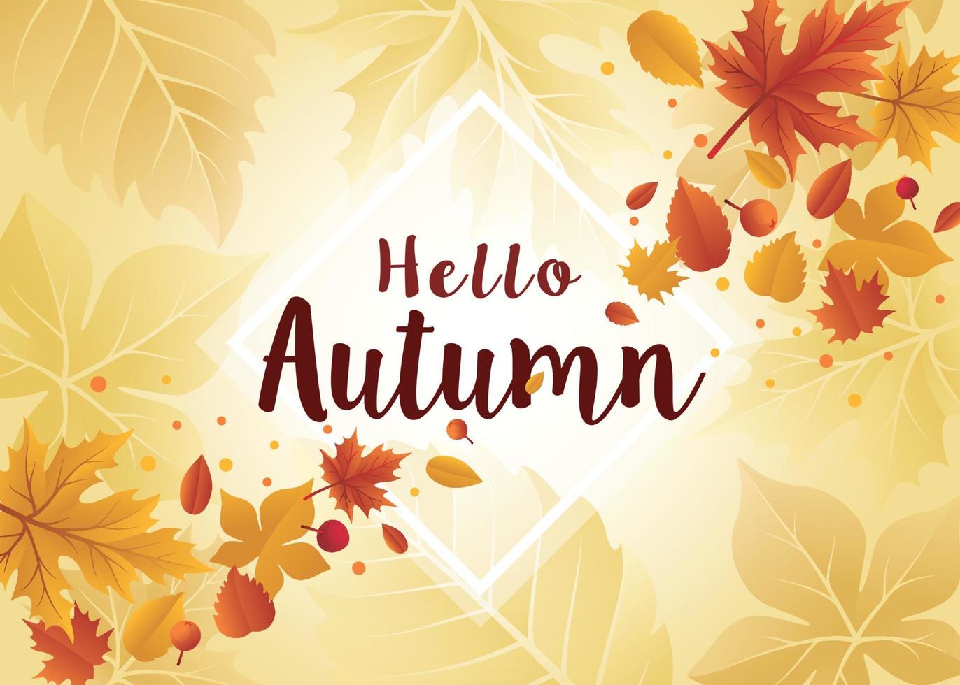 Autumn seasonal template with leaf, Hello autumn season design. vector