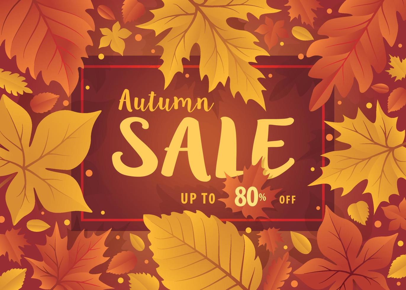 Fall season shopping sale banner, Autumn Sale template with leaf. Hello autumn season design background with fall leaves vector