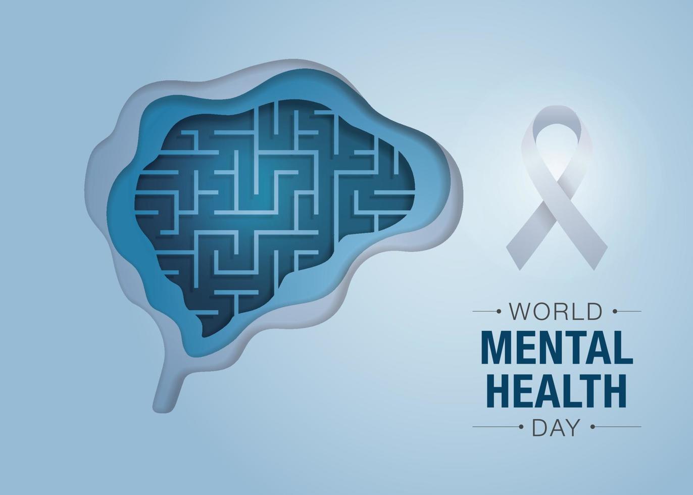 Brain and mental health, World mental health day, Maze puzzle on brain vector