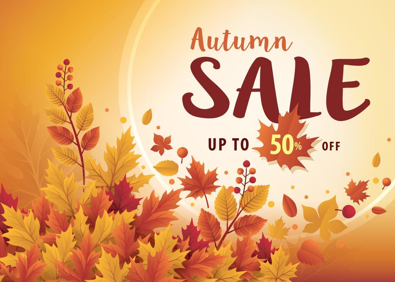 Abstract Autumn Sale template with leaf. Fall season shopping sale banner, Hello autumn season design background with fall leaves vector