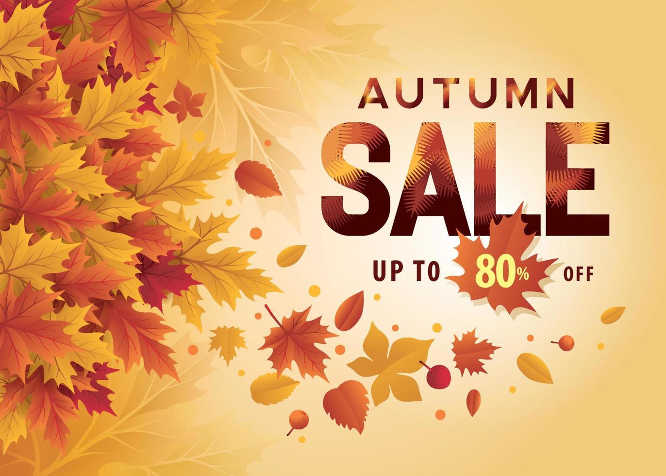 Abstract Fall season shopping sale banner, Autumn Sale template with leaf. Hello autumn season design background with fall leaves vector