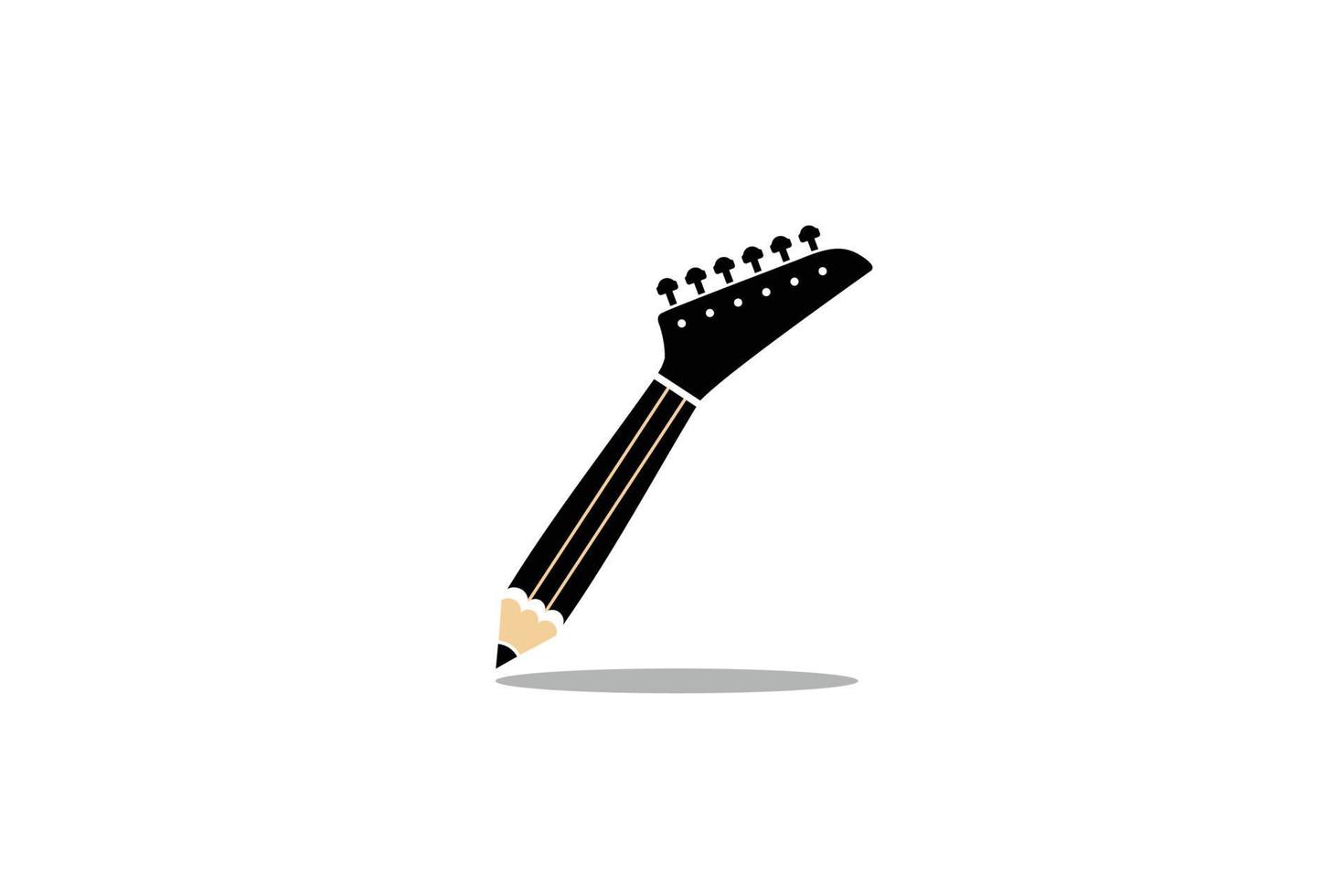 símbolo del logotipo de la pluma y la guitarra para la guitarra clásica vector