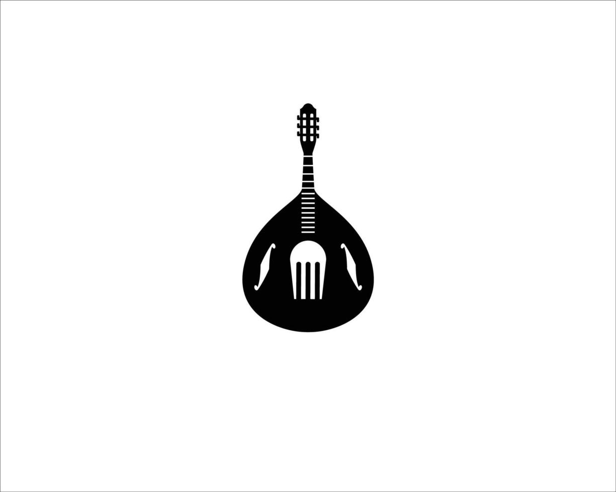 fork and guitar unique logo template design. symbol illustration. vector