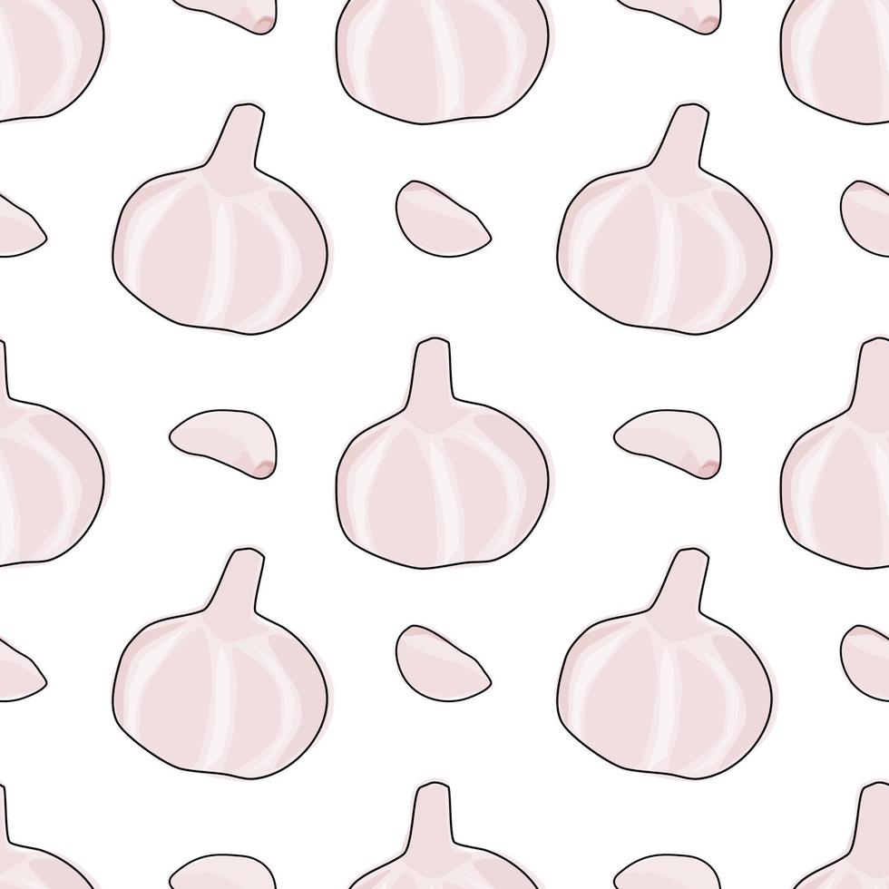 Seamless garlic. Seamless pattern. Garlic with white background. Hand drawn vector. Patterns for decoration. vector