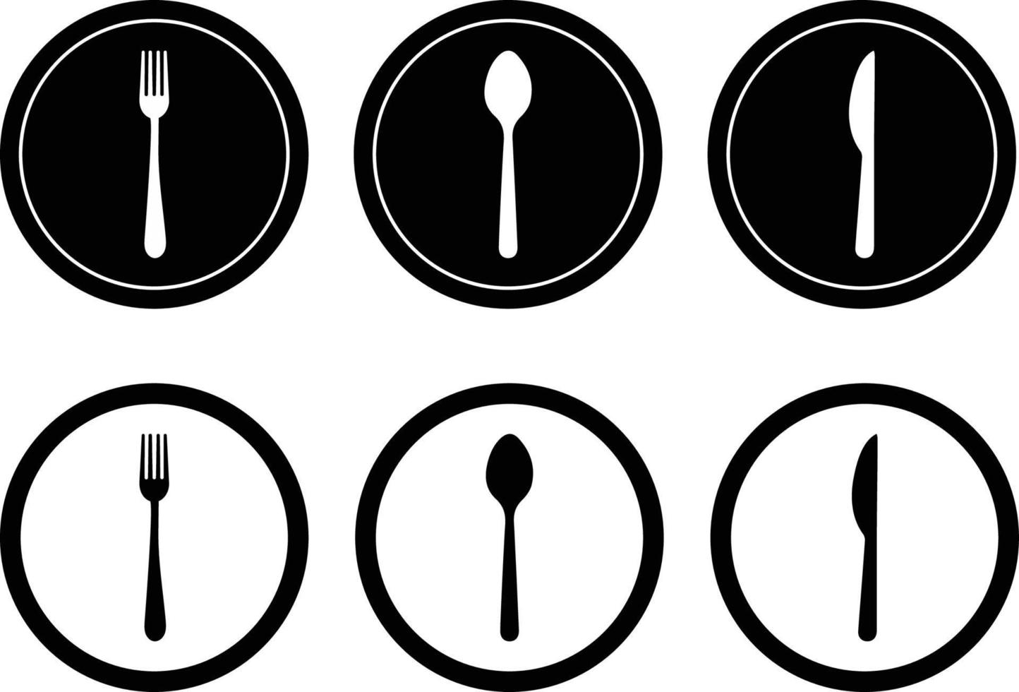 cuchillo, cuchara y tenedor. cuchillería. ajuste de la tabla. ilustración de icono de vector