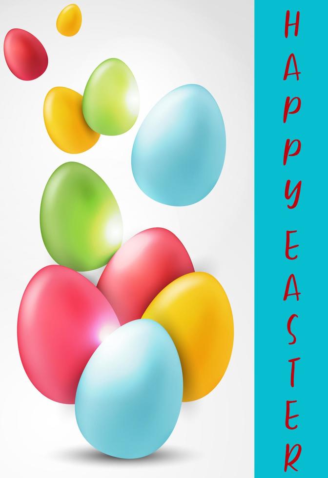 Happy Easter banner with colorful eggs vector