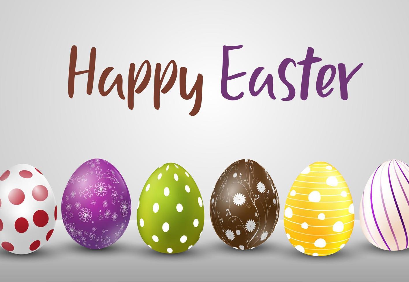 Happy Easter background with colorful eggs vector