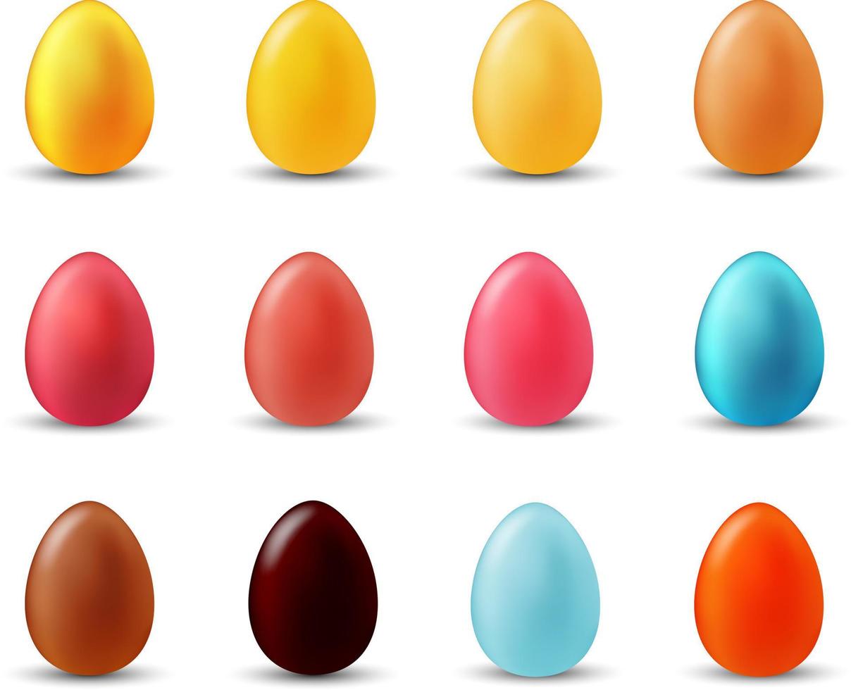 Colorful Easter eggs on white background vector