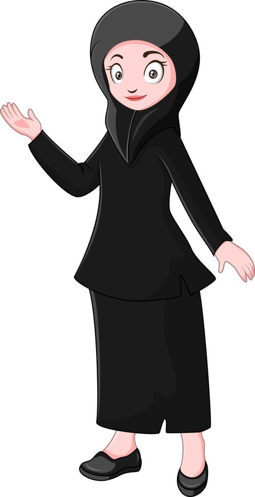 Cartoon muslim woman presenting vector