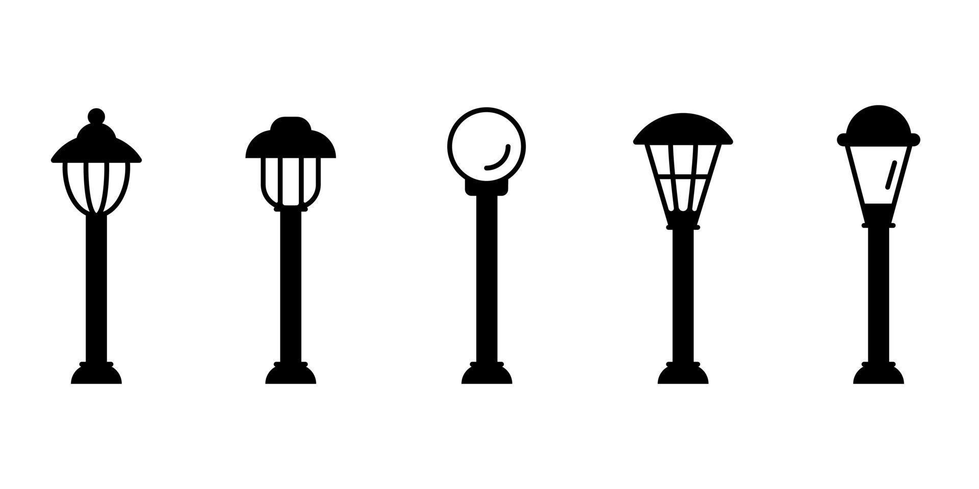 conjunto de iconos de lámpara de jardín, vector de silueta de lámpara de jardín. ilustración vectorial eps.10
