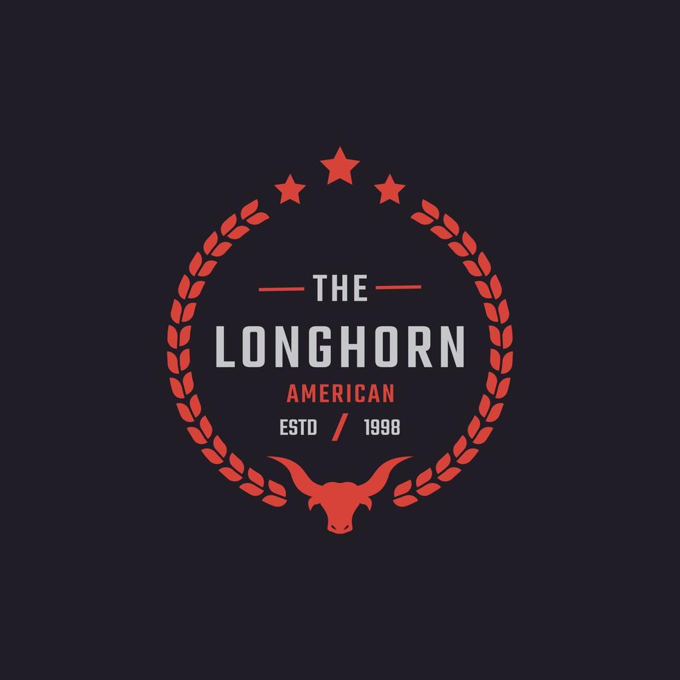 insignia de etiqueta retro vintage clásica para texas longhorn western bull head familia campo granja inspiración para el diseño del logotipo vector