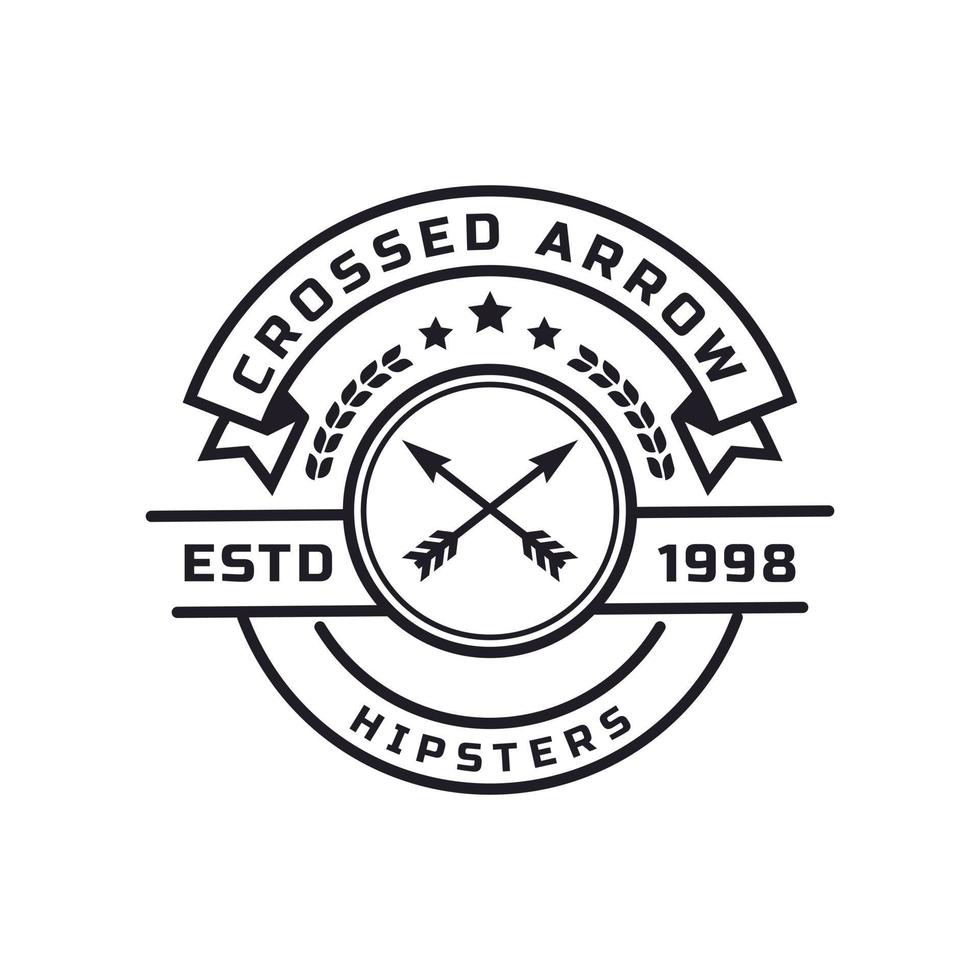 Vintage Retro Badge for Crossed Arrows Rustic Hipster Stamp Logo Design Template Element vector
