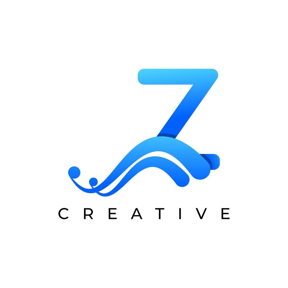 Corporation Initial Z Letter Logo With Creative Swoosh Liquid Gradient Color, Vector Template Element