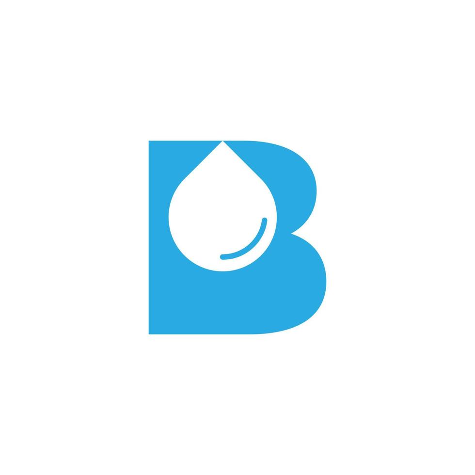 logotipo inicial de la letra b hydro con elemento de plantilla de diseño de icono de gota de agua de espacio negativo vector