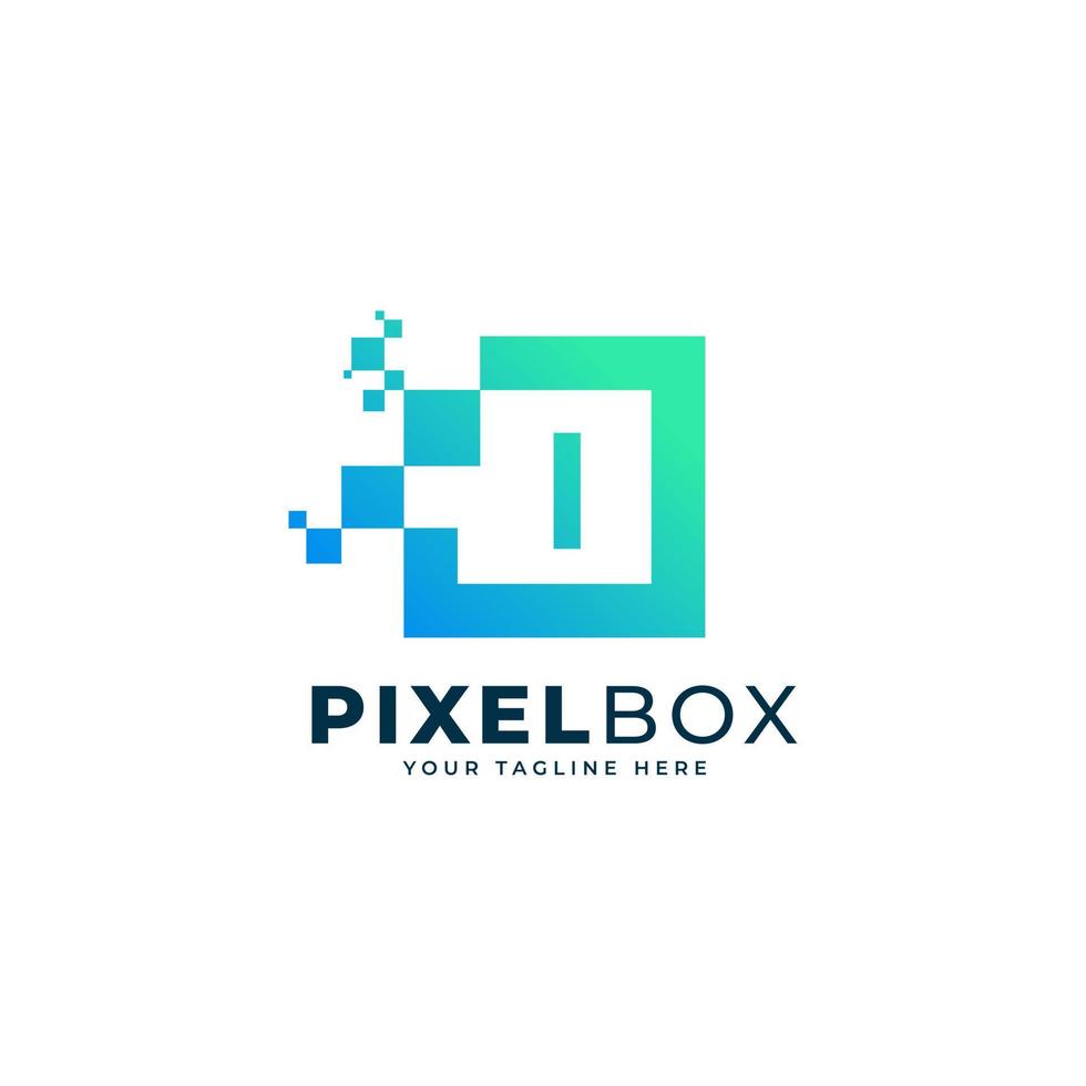 Initial Letter I Digital Pixel Logo Design. Geometric Shape with Square Pixel Dots. Usable for Business and Technology Logos vector