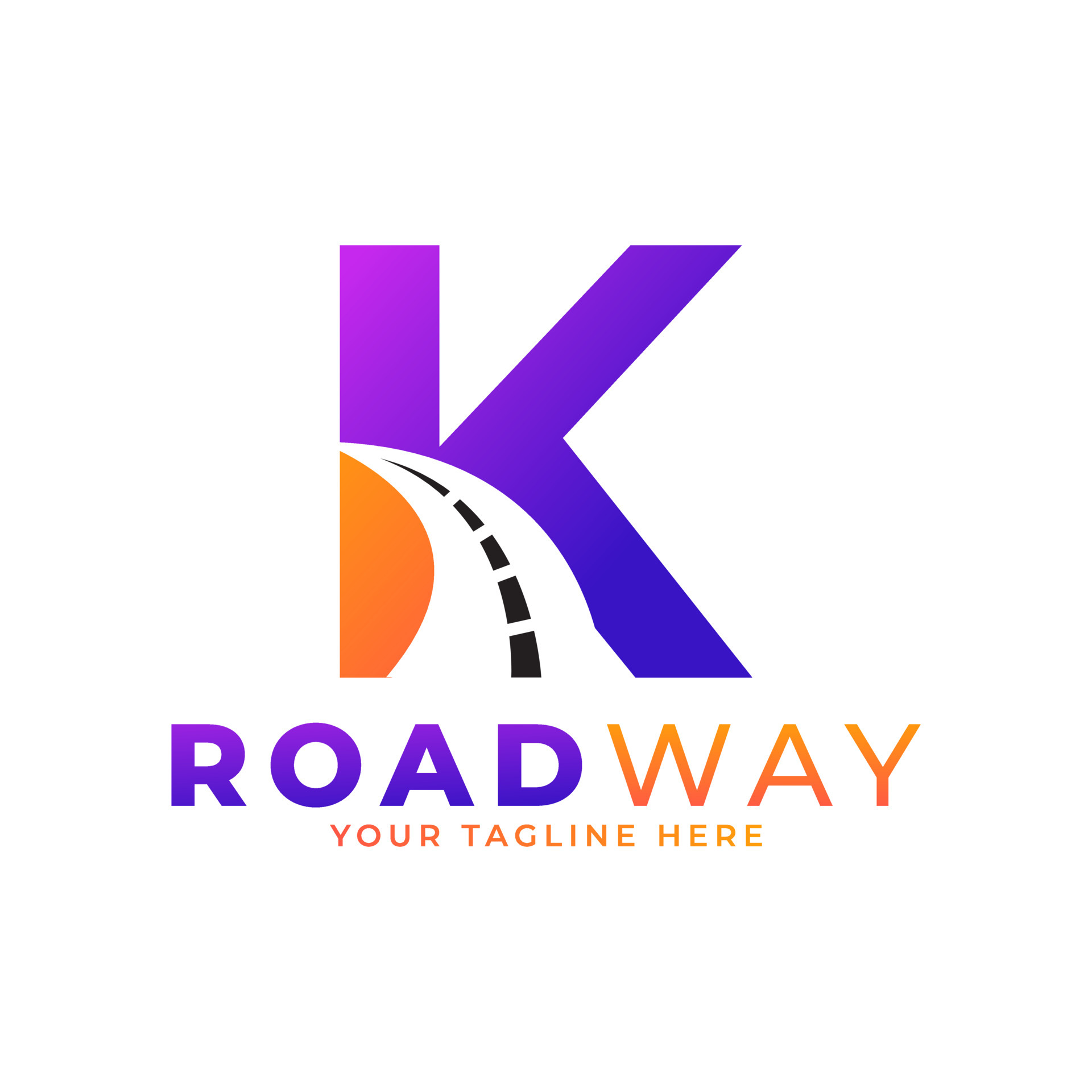 Initial K Road Way Logo Design Icon Vector Graphic. Concept of Destination, Address, Position