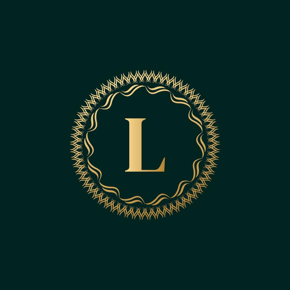 Emblem Letter L Weaving Circle Monogram Graceful Template. Simple Logo Design for Luxury Crest, Royalty, Business Card, Boutique, Hotel, Heraldic. Calligraphic Vintage Border. Vector Illustration