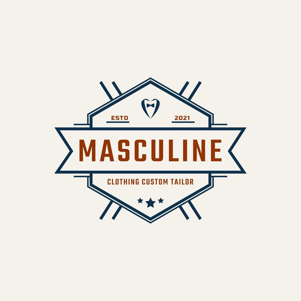 Classic Vintage Retro Label Badge for Clothing Apparel Gentleman and Masculine Logo Emblem Design Template Element vector