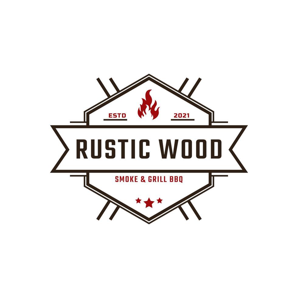 Classic Vintage Retro Label Badge for Rustic BBQ Grill, Barbecue, Barbeque Label Stamp Logo Design Inspiration vector