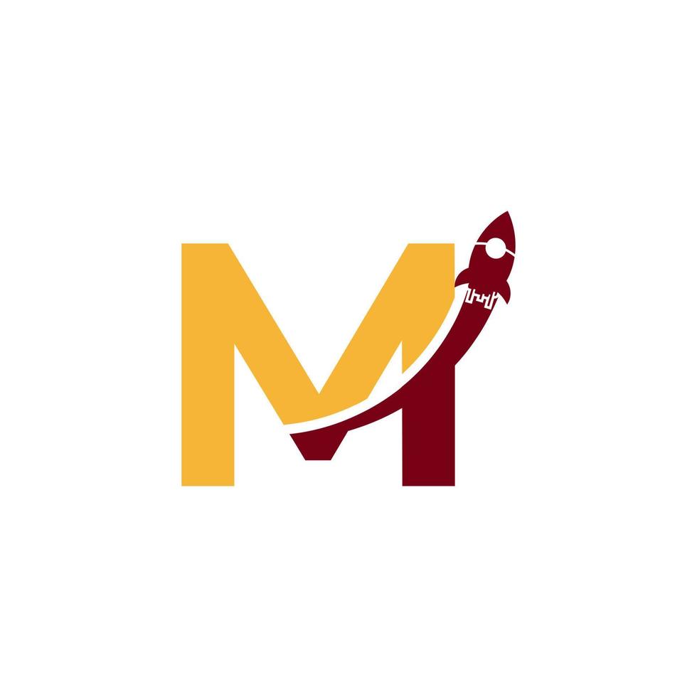 Initial Letter M with Rocket Logo Icon Symbol. Good for Company, Travel, Start up and Logistic Logos vector