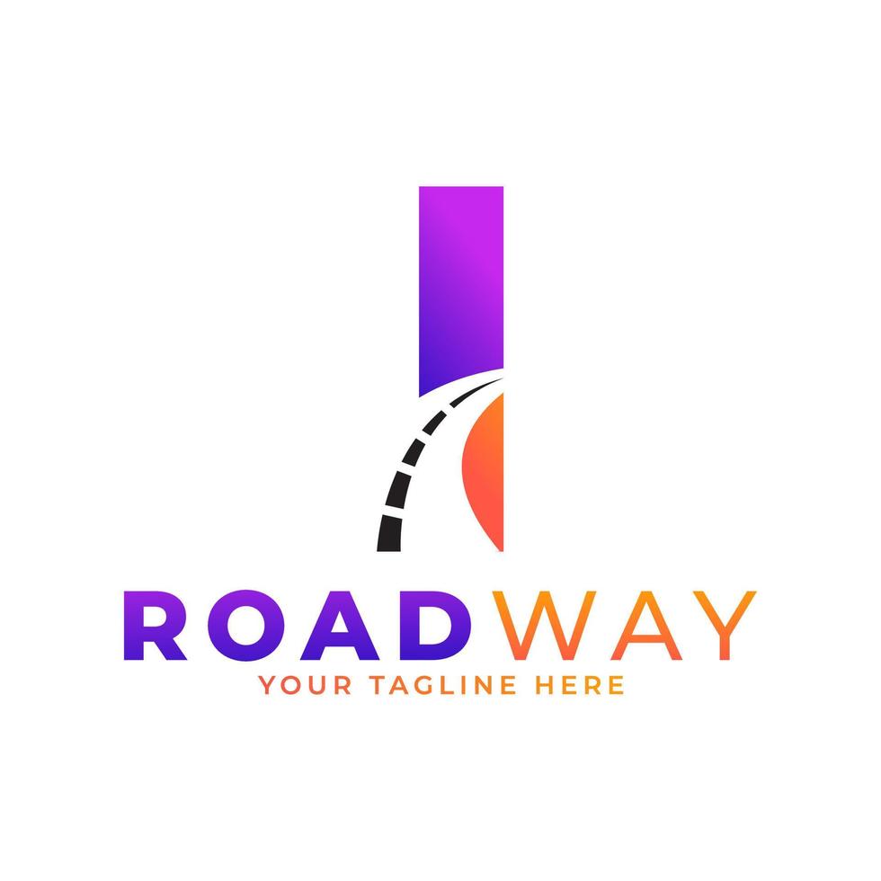 Initial I Road Way Logo Design Icon Vector Graphic. Concept of Destination, Address, Position and Travel