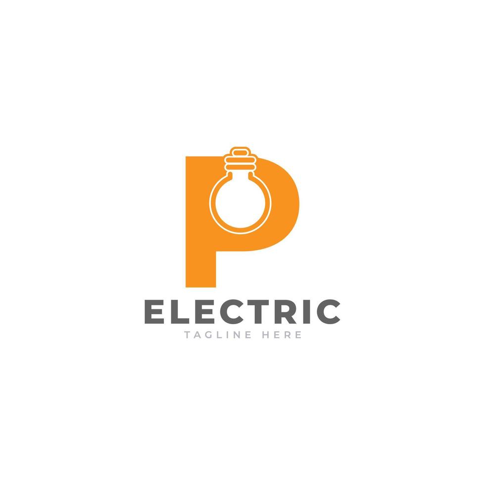 Modern Initial Letter P Smart Light Bulb Logo Design Vector Graphic Icon Template