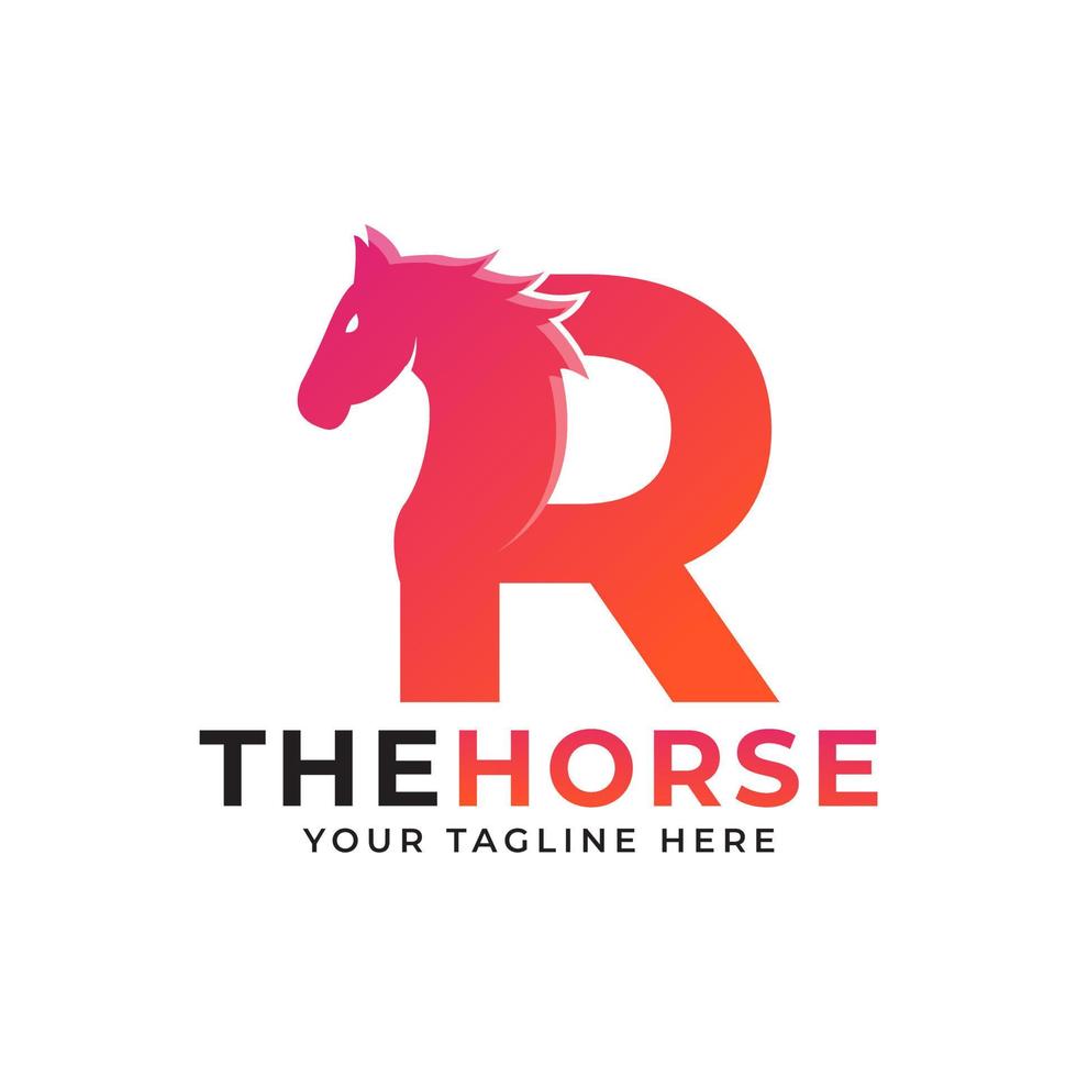 Creative Initial Letter R with Horse or Stallion Head Logo Vector Concept