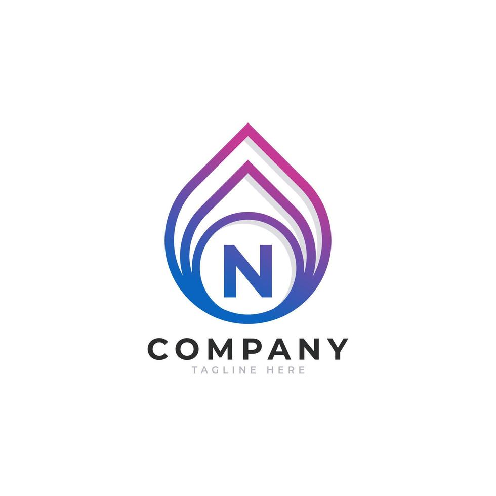 Initial Letter N with Oil and Gas Logo Design Inspiration vector