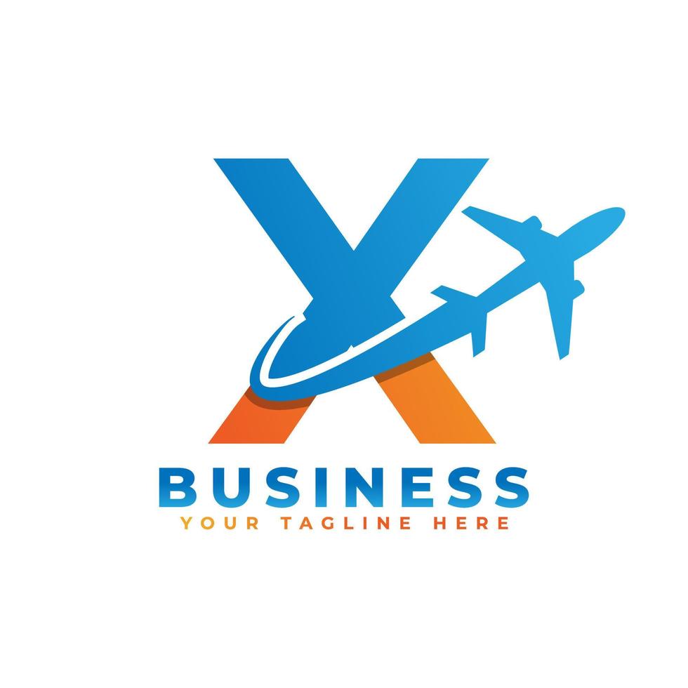 letra x con diseño de logotipo de avión. adecuado para giras y viajes, puesta en marcha, logística, plantilla de logotipo empresarial vector