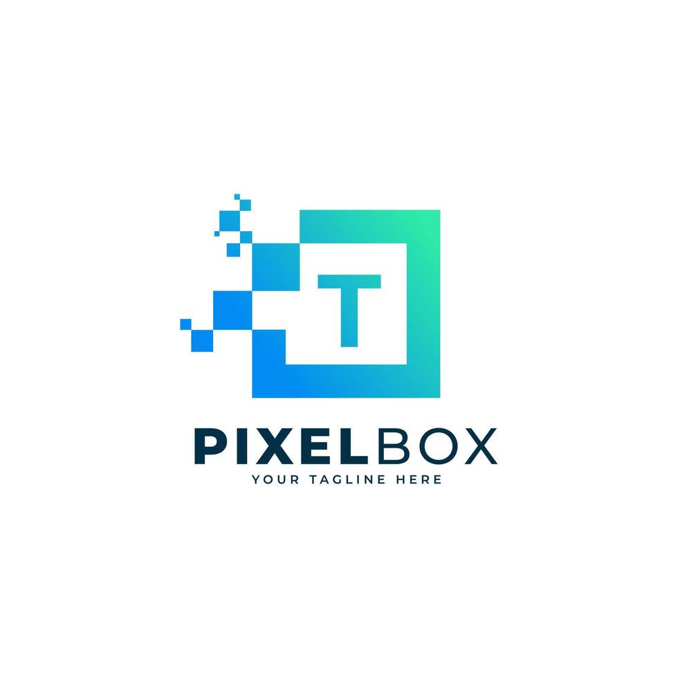 Initial Letter T Digital Pixel Logo Design. Geometric Shape with Square Pixel Dots. Usable for Business and Technology Logos vector