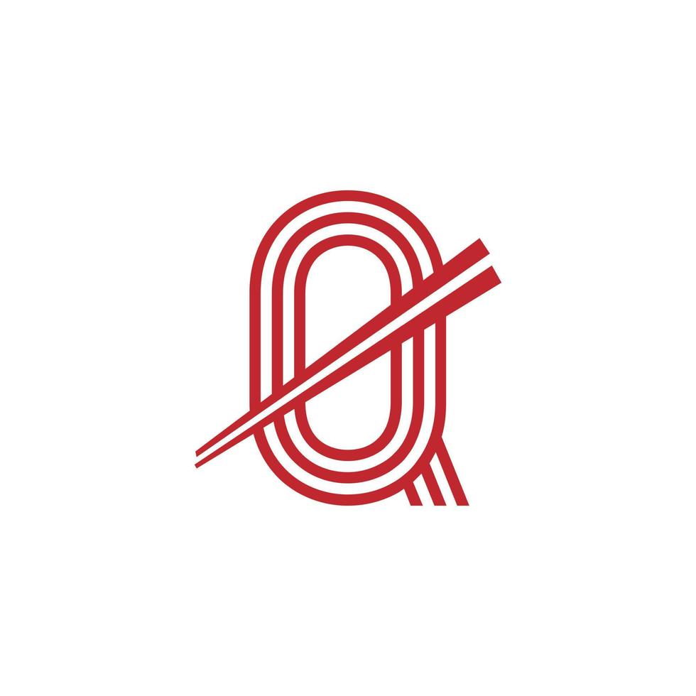 Letter Q Japanese Noodles Vector Logo Symbol. Suitable for Japanese Restaurants Logo Inspiration.