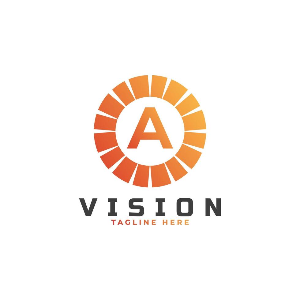 elemento de plantilla de diseño de logotipo de letra inicial de visión a vector