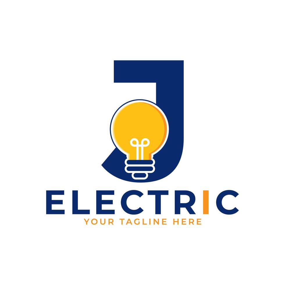 Modern Initial Letter J Smart Light Bulb Logo Design Vector Graphic Icon Template