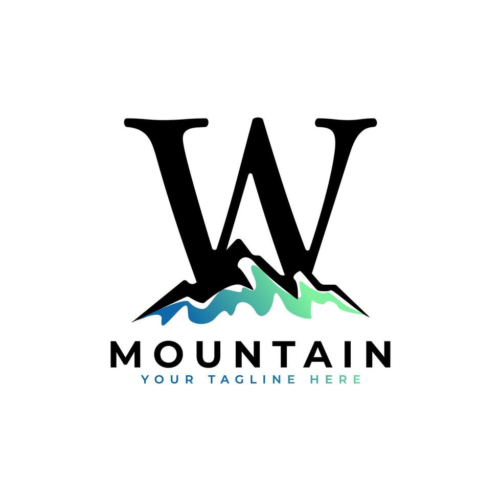 Initial Letter W Mountain Logo. Explore Mountain Advanture Symbol Company Logo Template Element. vector